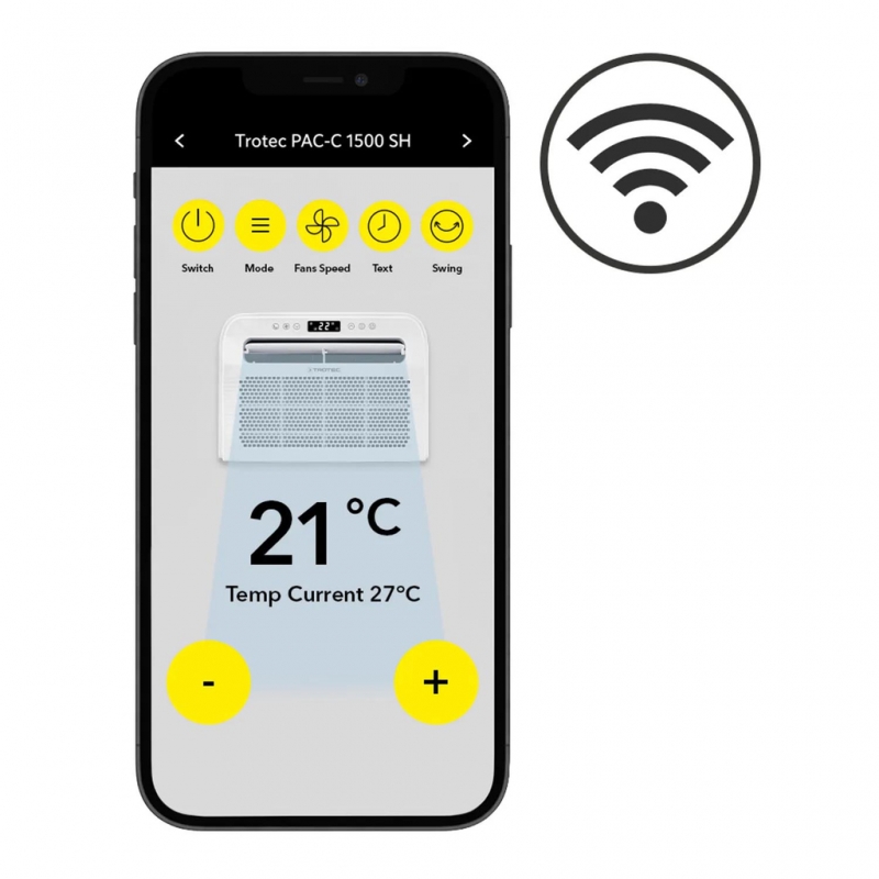 Aparat de aer conditionat portabil Trotec PAC-C 1500 SH WiFi, 0.56 kW, 200m³/h