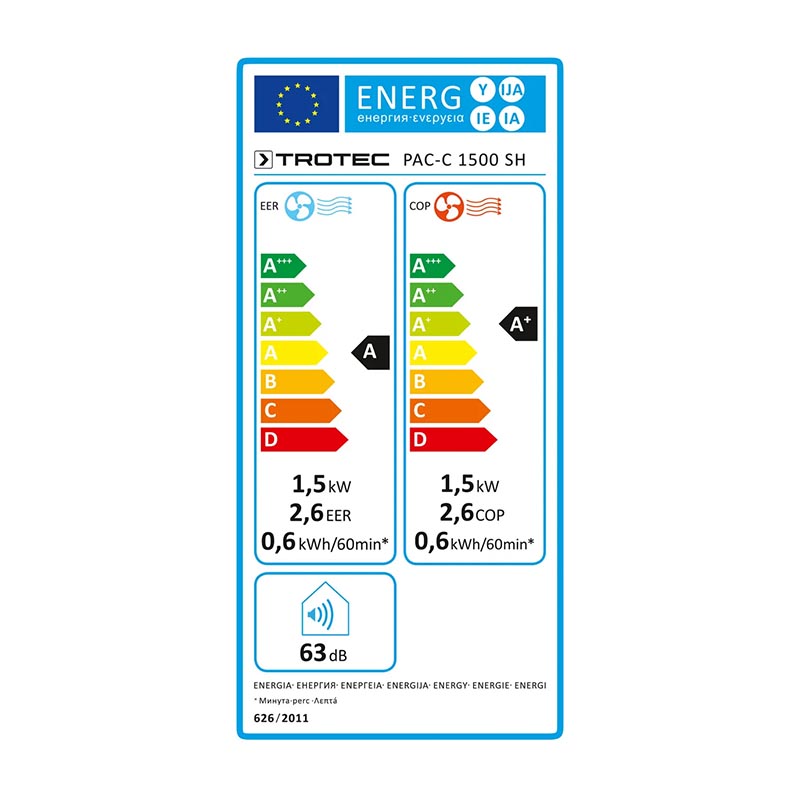 Aparat de aer conditionat portabil Trotec PAC-C 1500 SH WiFi, 0.56 kW, 200m³/h