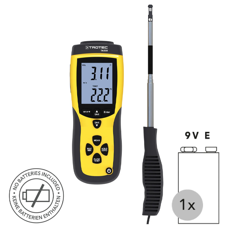 Anemometru cu sonda dreapta Trotec, tip TA300, cu certificat de calibrare
