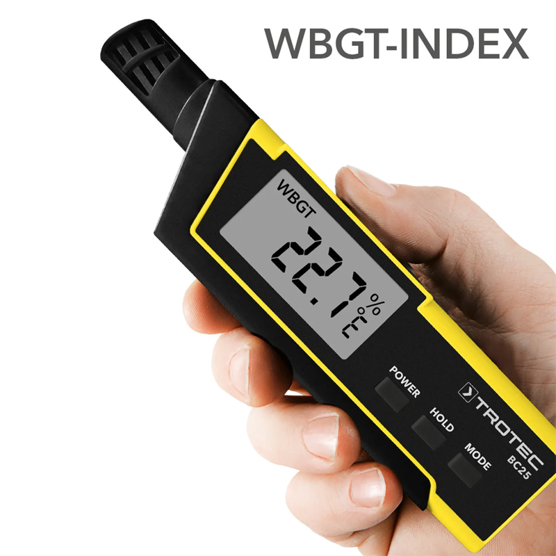 Termohigrometru Trotec, BC25, cu indice de caldura (HI) si afisaj al temperaturii resimtite (WBGT)