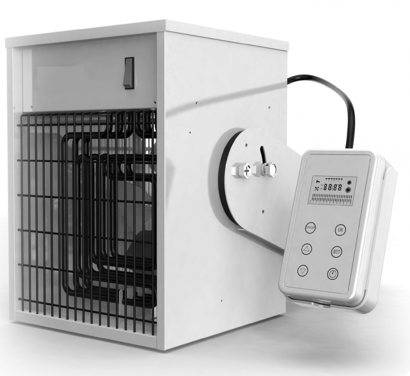 Incalzitor electric suspendat TR 9,  trifazat cu ventilator si telecomanda/cronotermostat digital