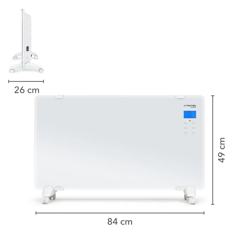 Convector electric din sticla TROTEC TCH 2010E Design - 2000W, alb, cu telecomanda