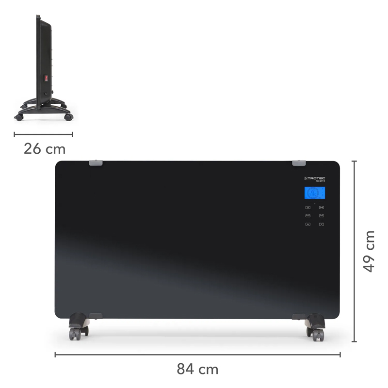 Convector electric din sticla TROTEC TCH 2011E Design - 2000W, negru, cu telecomanda