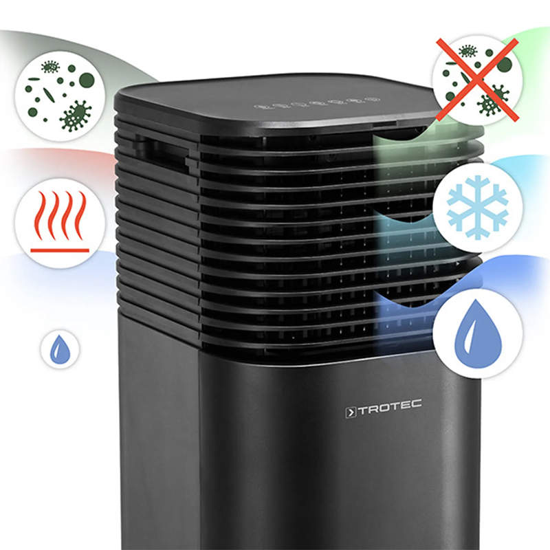 Aircooler - Racitor de aer portabil, umidificator, Trotec PAE50, negru, 145 W, 750m³/h, 4 viteze