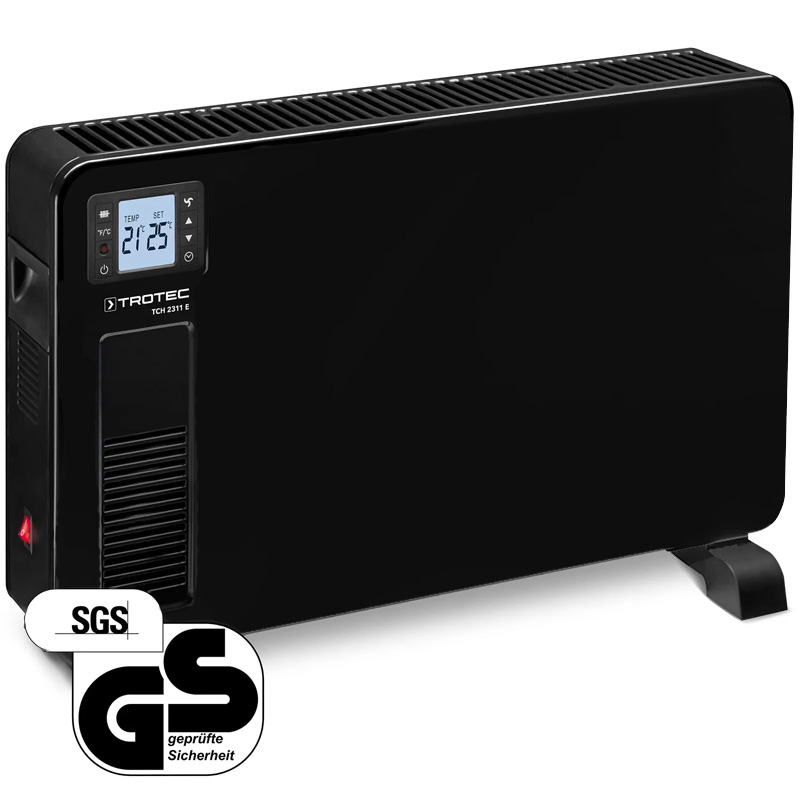 Convector electric TROTEC TCH 2312E Design Drept - 2300W, negru, cu telecomanda